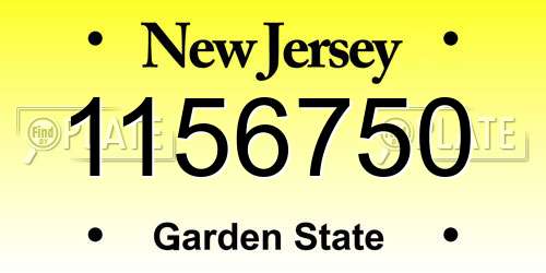 1156750 New Jersey License Plate
