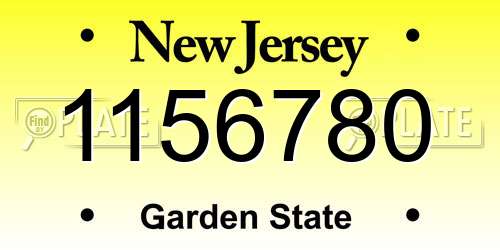 1156780 New Jersey License Plate