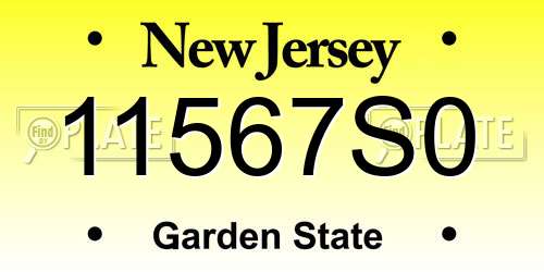 11567S0 New Jersey License Plate