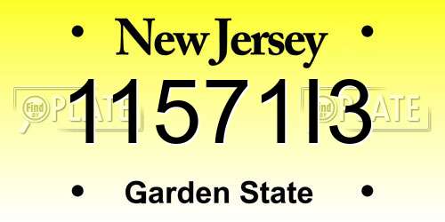11571I3 New Jersey License Plate