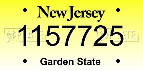 1157725 New Jersey License Plate