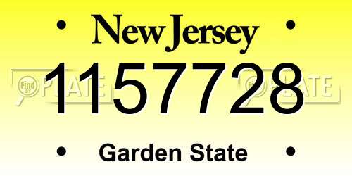 1157728 New Jersey License Plate