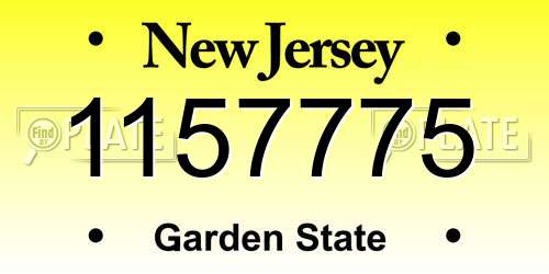 1157775 New Jersey License Plate