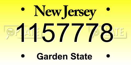 1157778 New Jersey License Plate