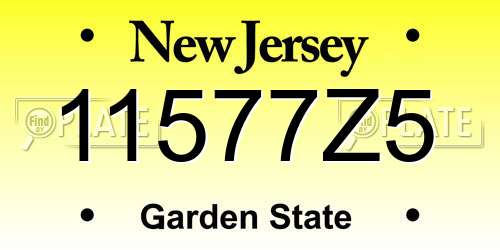 11577Z5 New Jersey License Plate