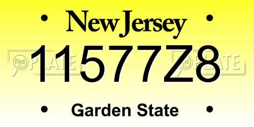 11577Z8 New Jersey License Plate
