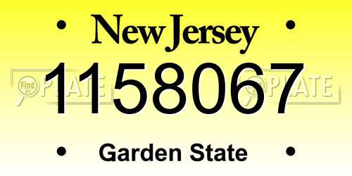 1158067 New Jersey License Plate