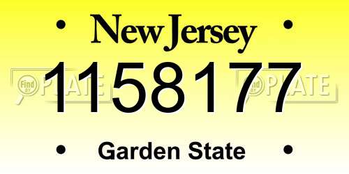 1158177 New Jersey License Plate