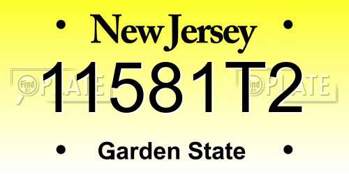11581T2 New Jersey License Plate