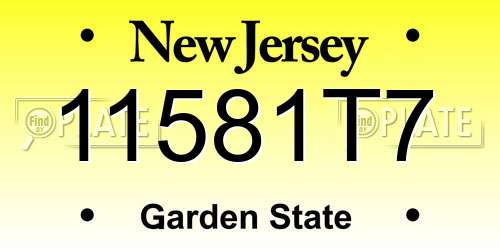 11581T7 New Jersey License Plate