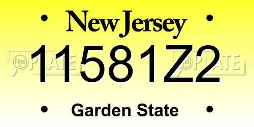 11581Z2 New Jersey License Plate