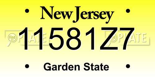 11581Z7 New Jersey License Plate