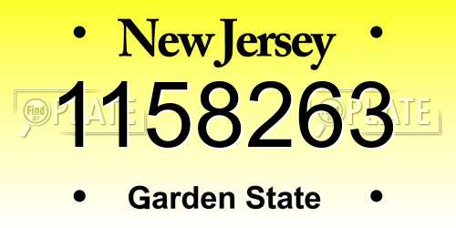 1158263 New Jersey License Plate