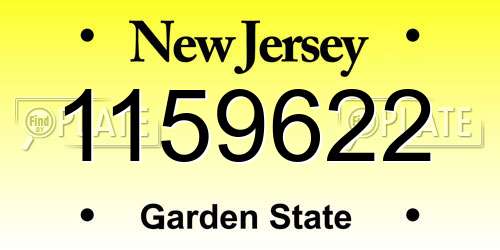 1159622 New Jersey License Plate