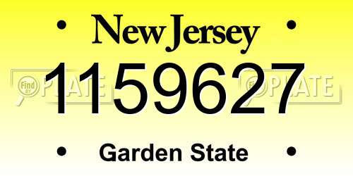 1159627 New Jersey License Plate