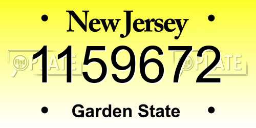1159672 New Jersey License Plate