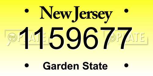 1159677 New Jersey License Plate