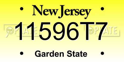 11596T7 New Jersey License Plate