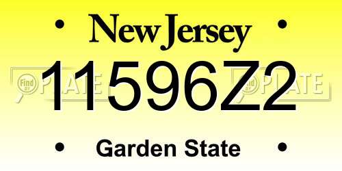 11596Z2 New Jersey License Plate