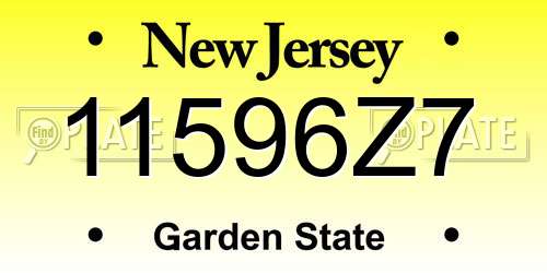 11596Z7 New Jersey License Plate