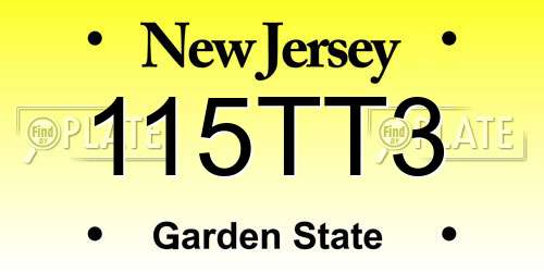 115TT3 New Jersey License Plate