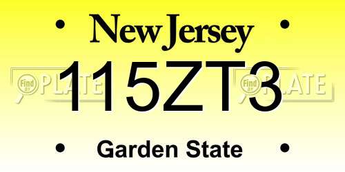 115ZT3 New Jersey License Plate