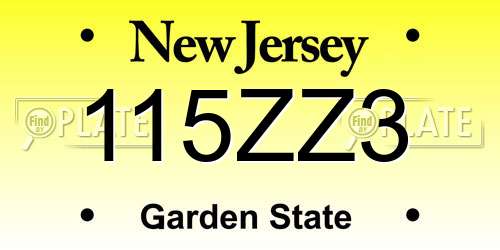 115ZZ3 New Jersey License Plate