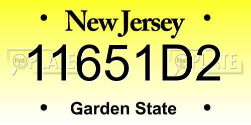 11651D2 New Jersey License Plate