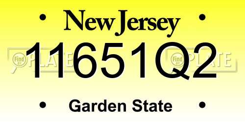 11651Q2 New Jersey License Plate