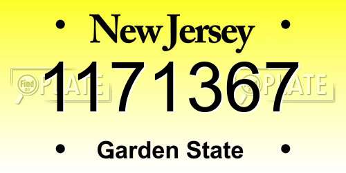 1171367 New Jersey License Plate