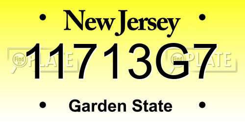 11713G7 New Jersey License Plate