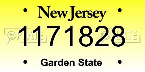 1171828 New Jersey License Plate
