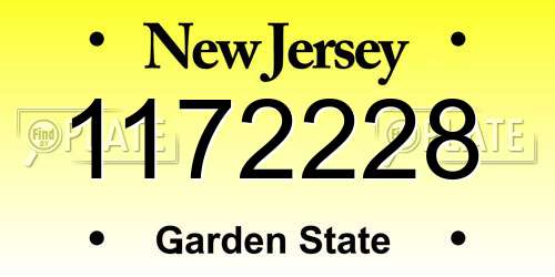 1172228 New Jersey License Plate