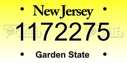 1172275 New Jersey License Plate
