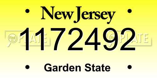 1172492 New Jersey License Plate