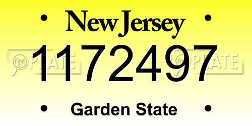 1172497 New Jersey License Plate