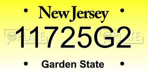11725G2 New Jersey License Plate