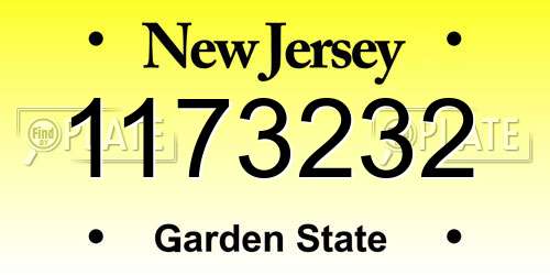 1173232 New Jersey License Plate