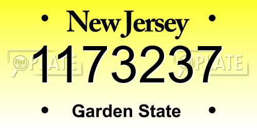 1173237 New Jersey License Plate