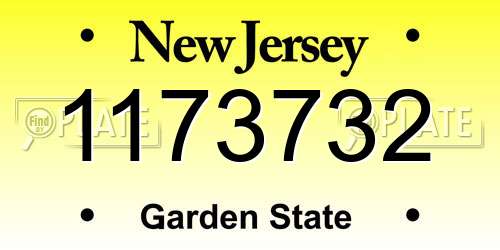 1173732 New Jersey License Plate