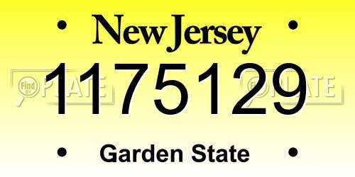 1175129 New Jersey License Plate