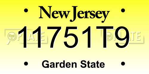 11751T9 New Jersey License Plate