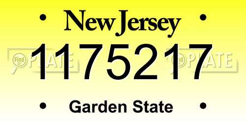 1175217 New Jersey License Plate