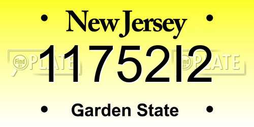 11752I2 New Jersey License Plate