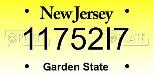 11752I7 New Jersey License Plate