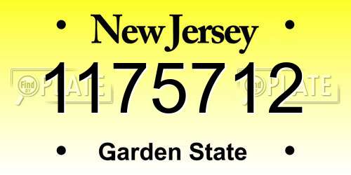 1175712 New Jersey License Plate