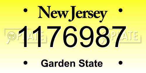 1176987 New Jersey License Plate