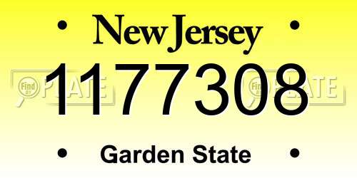 1177308 New Jersey License Plate