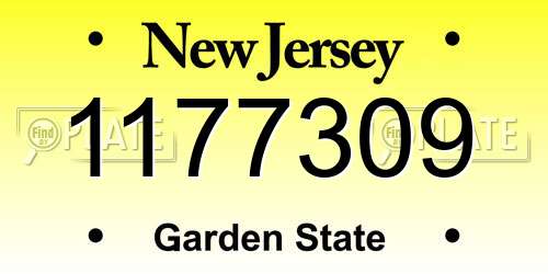 1177309 New Jersey License Plate