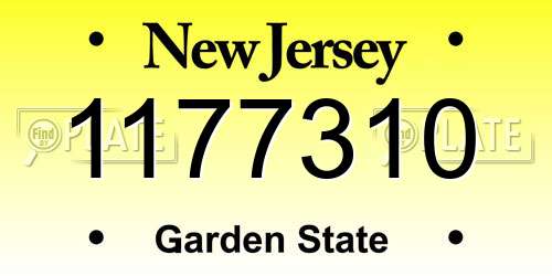 1177310 New Jersey License Plate